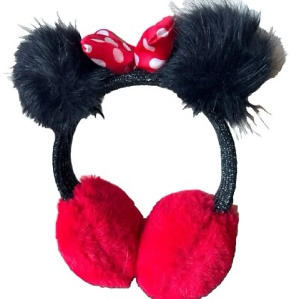 Disney Minnie Mouse Red and Black Fuzzy Earmuffs